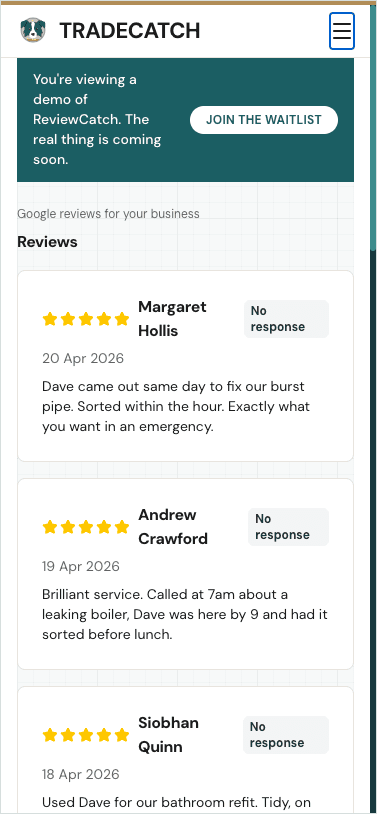 ReviewCatch reviews on mobile